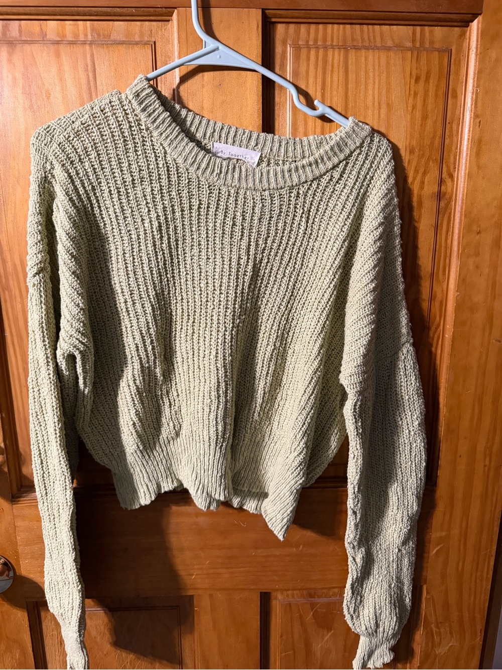 By Together Sage Green Ribbed Crewneck Sweater